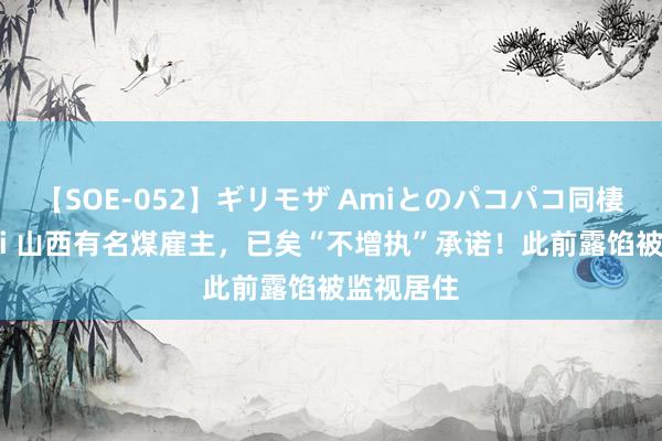 【SOE-052】ギリモザ Amiとのパコパコ同棲生活 Ami 山西有名煤雇主，已矣“不增执”承诺！此前露馅被监视居住