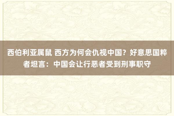 西伯利亚属鼠 西方为何会仇视中国？好意思国粹者坦言：中国会让行恶者受到刑事职守