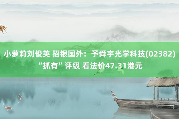 小萝莉刘俊英 招银国外：予舜宇光学科技(02382)“抓有”评级 看法价47.31港元