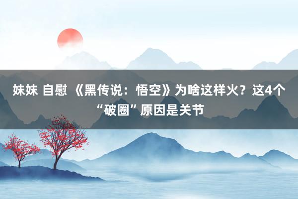 妹妹 自慰 《黑传说：悟空》为啥这样火？这4个“破圈”原因是关节