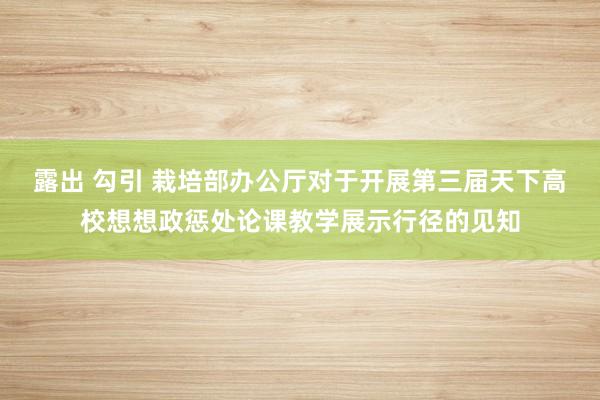 露出 勾引 栽培部办公厅对于开展第三届天下高校想想政惩处论课教学展示行径的见知